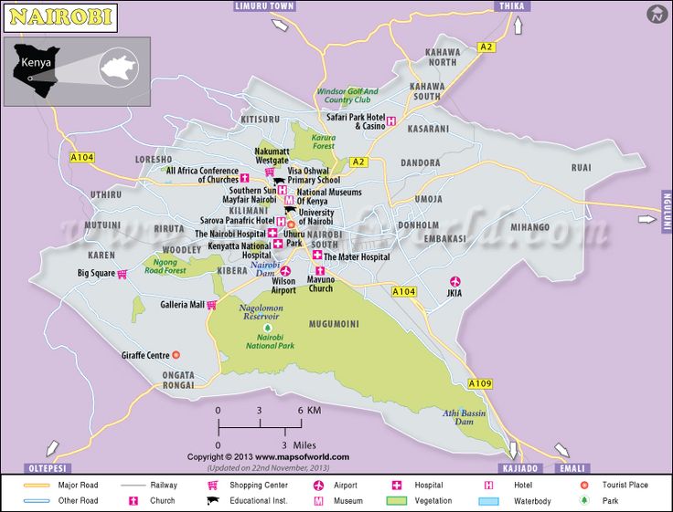 Nairobi Map, Capital of Kenya